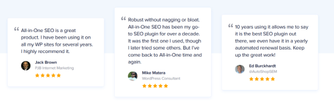 aioseo-testimonials - Blog Tyrant add testimonials on your landing page to boost conversions
