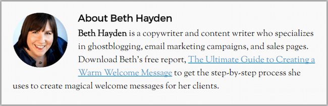 byline-example-beth-hayden-be-a-better-blogger-blog - Blog Tyrant author byline with link to lead magnet