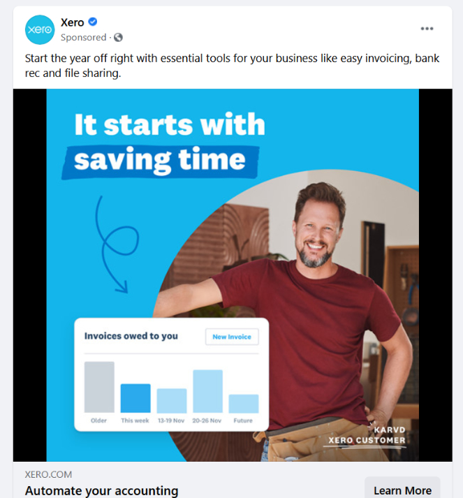 xero-ad - Blog Tyrant facebook ad that leads to landing page