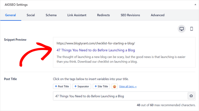 AIOSEO SEO title preview - Blog Tyrant AIOSEO SEO title preview