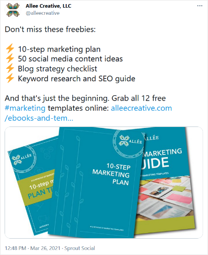 allee-creative - Blog Tyrant lead magnet tweet for promotion