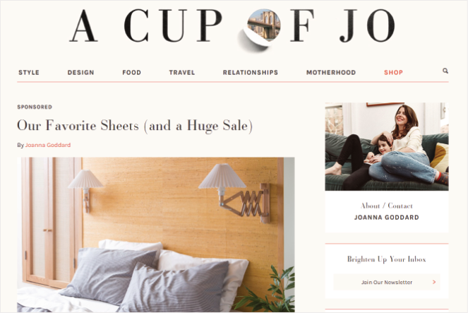 cup-of-jo - Blog Tyrant lifestyle blog example a cup of jo