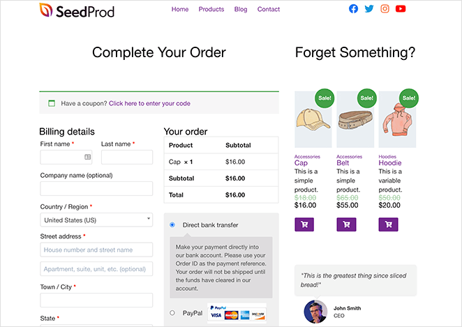custom-woocommerce-checkout-page - Blog Tyrant custom checkout page created with seedprod