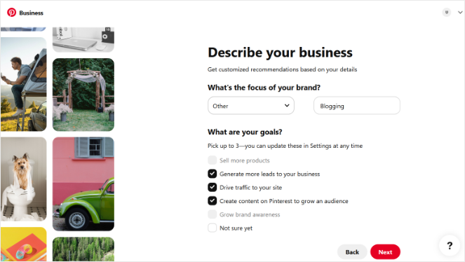 describe-business-pinterest - Blog Tyrant choose focus and business goals for pinterest