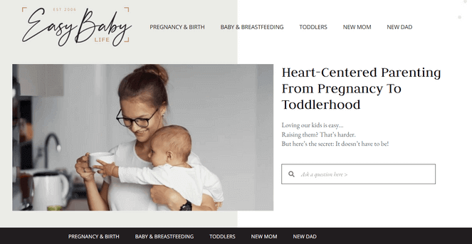 Easy Baby Life mom blog example - Blog Tyrant Easy Baby Life mom blog example