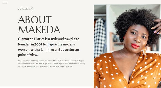 Example of an About page from a fashion blog - Blog Tyrant Example of an About page from a fashion blog