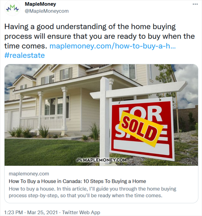 maplemoney - Blog Tyrant personal finance blog tweet on social media