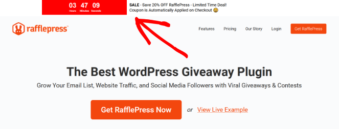 rafflepress-floating-bar - Blog Tyrant floating bar to promote sales