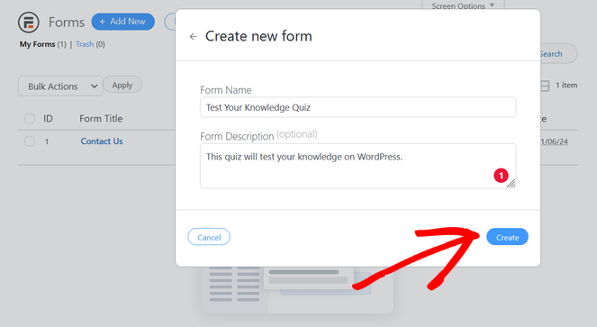 rsz_form-name - Blog Tyrant name your quiz form and click on the create button