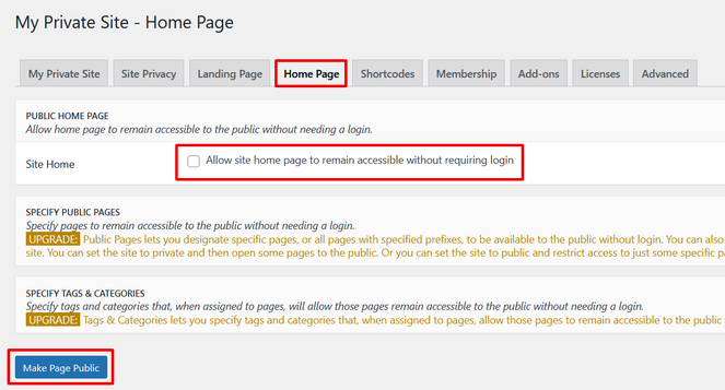 Set the homepage to private or public - Blog Tyrant Set the homepage to private or public