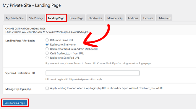 Configure landing page settings in My Private Site - Blog Tyrant Configure landing page settings in My Private Site