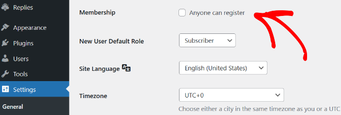 settings-bbpress - Blog Tyrant settings anyone can register