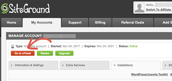Click on cPanel - install WordPress on Siteground - Blog Tyrant Click on cPanel - install WordPress on Siteground