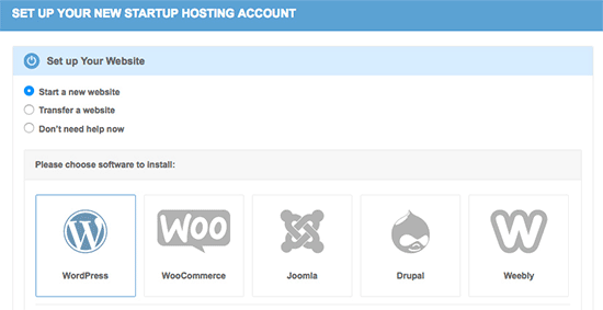 Select start a website - Install WordPress on SiteGround - Blog Tyrant Select start a website - Install WordPress on SiteGround