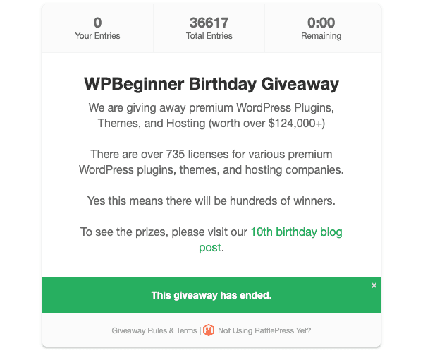 WPBeginner Birthday Giveaway - Blog Tyrant WPBeginner Birthday Giveaway