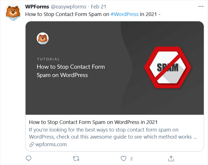 wpforms-tweet - Blog Tyrant blog post tweet from WPForms